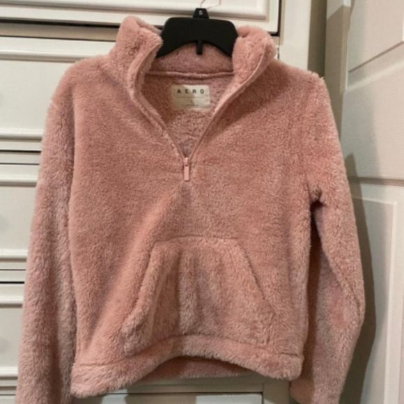Aeropostale Tops - Aeropostale Pink Fleece Quarter Zip